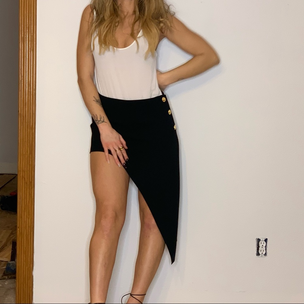 Zara buttoned asymmetrical skirt, black lg